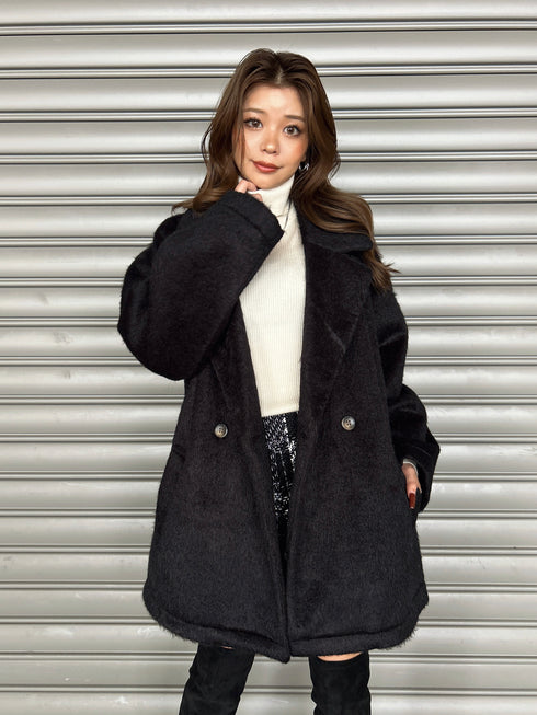 シャギーダブルミドル丈コート